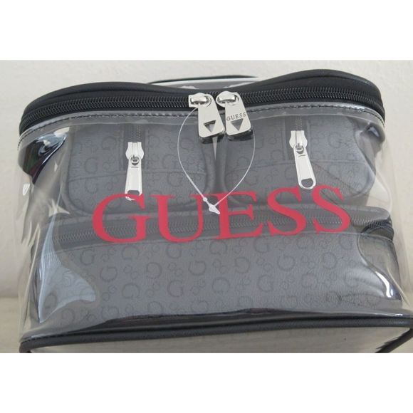 Guess V7200494 Black Gray Coal 4-Piece Cosmetic Junction Travel Bag Set $88+ - Picture 4 of 7